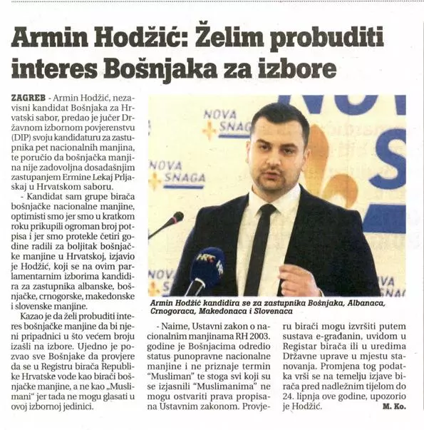 Armin Hodžić: Želim probuditi interes Bošnjaka za izbore